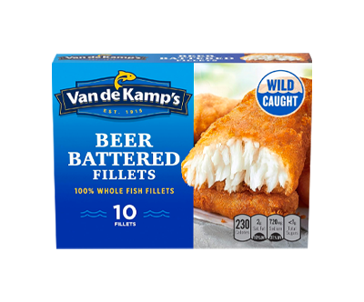 Van de Kamp&rsquo;s Beer Battered 100% Whole Fish Fillets, Frozen, 19.1 oz 10 ct